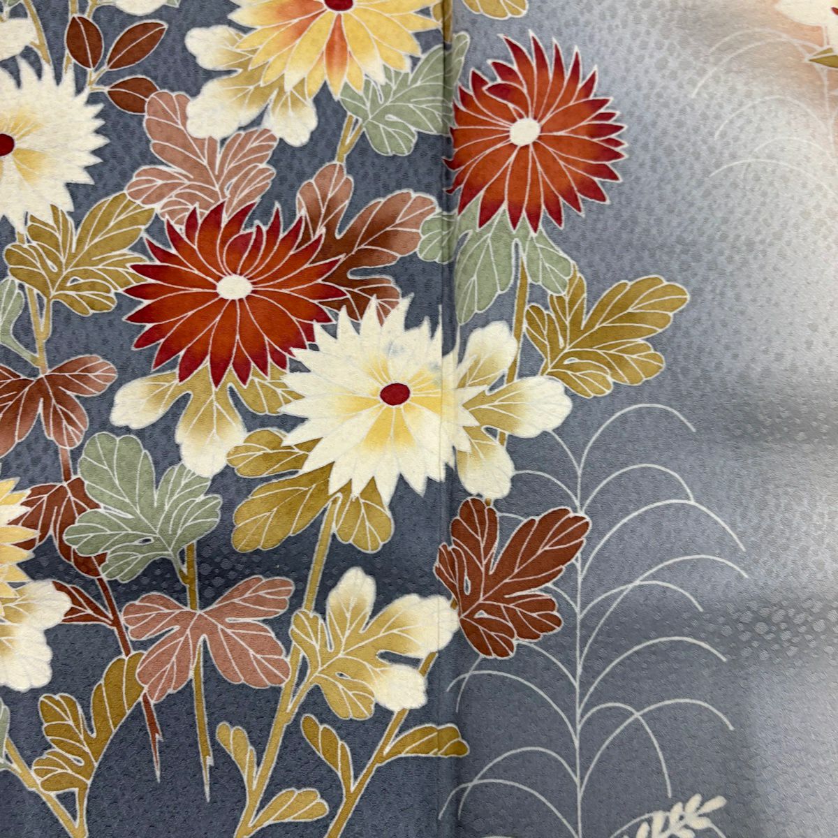 【美品】訪問服 身長161cm 袖長62cm S 雙層 鈴乃屋 落款 秋草 染分 ぼかし 薄茶 純蠶絲 秀品級