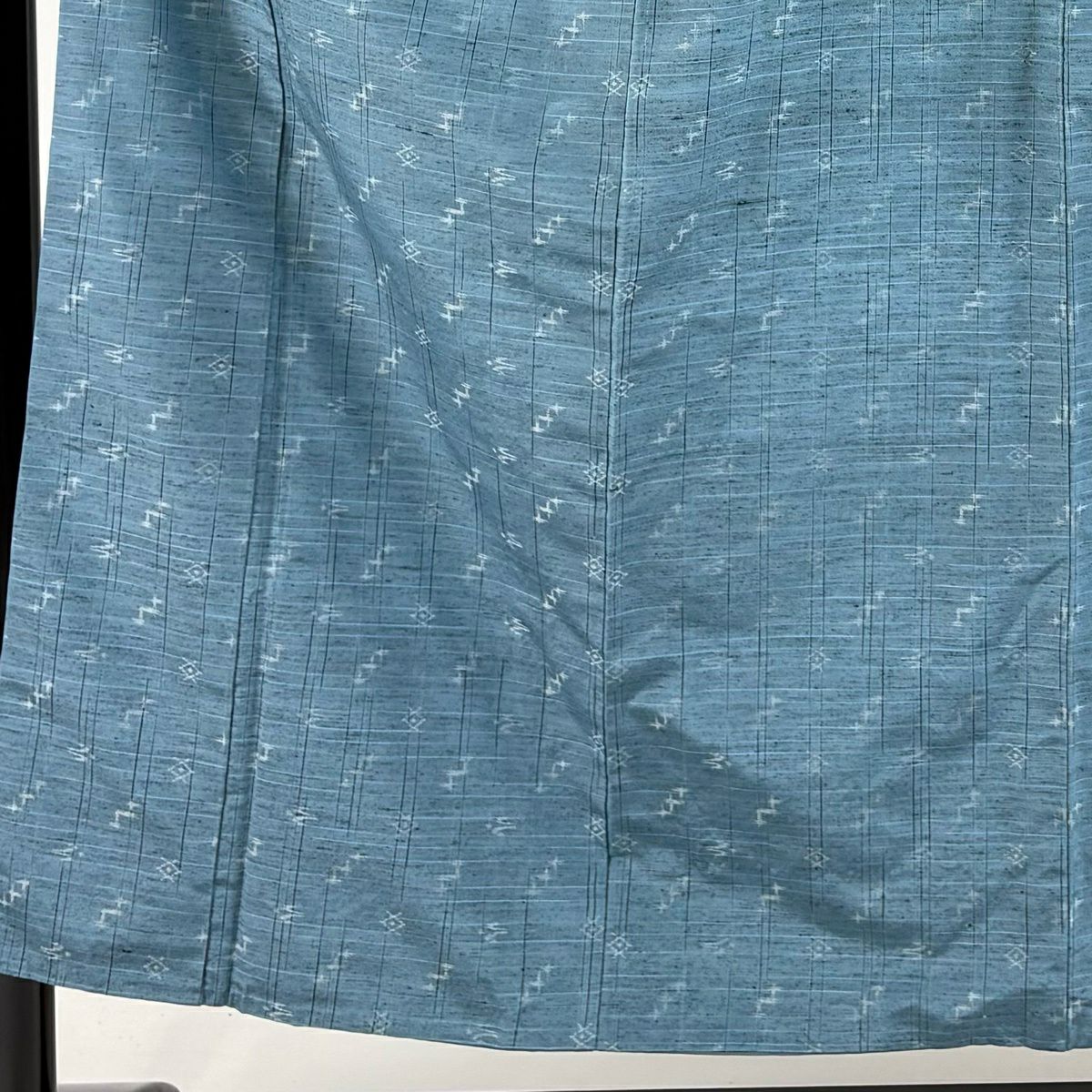 【美品】 紬織 身長153cm 袖長64.5cm M 雙層 燕 絣紋 水色 純蠶絲 秀品級