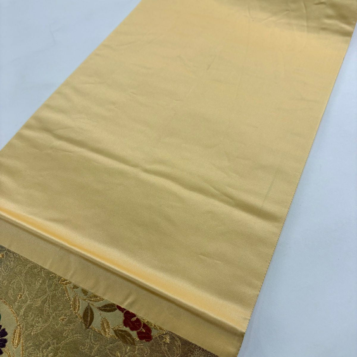 【美品】 袋帶 秀品級 花丸紋 金絲 金金箔 黃土 深色 六通 純蠶絲