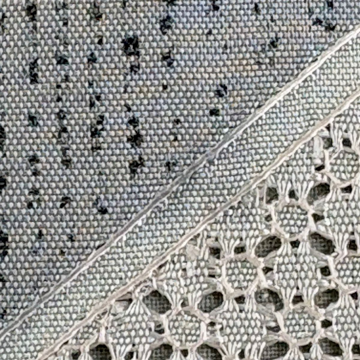 【美品】 袋帶 秀品級 草花紋 連珠紋 刺繡 灰 深藍色 正蠶絲
