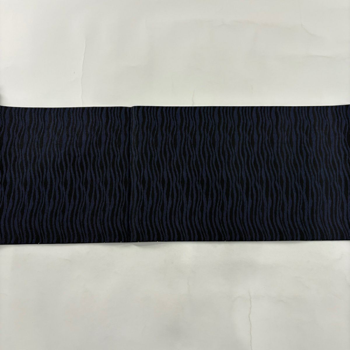 【美品】 袋帶 秀品級 幾何學 金銀彩 金金箔 深藍 六通 純蠶絲