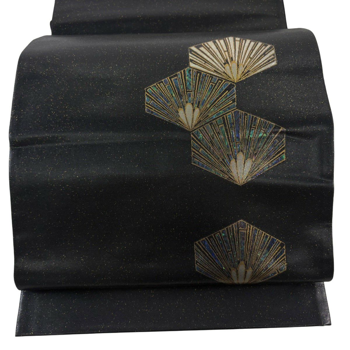 袋帶 秀品級 松樹 金銀彩 黑 お太鼓圖案 純蠶絲