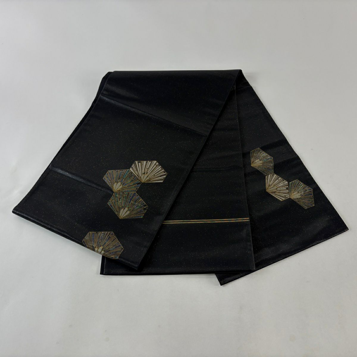 袋帶 秀品級 松樹 金銀彩 黑 お太鼓圖案 純蠶絲
