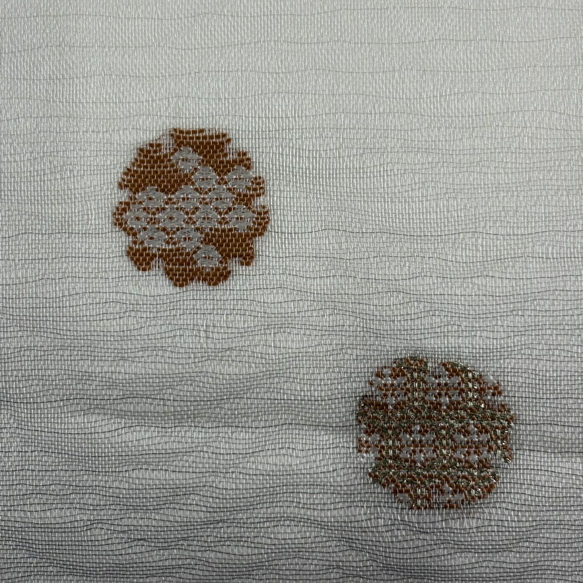 【美品】 袋帶 秀品級 夏帶 雪輪 花 金絲 奶油 六通 純蠶絲