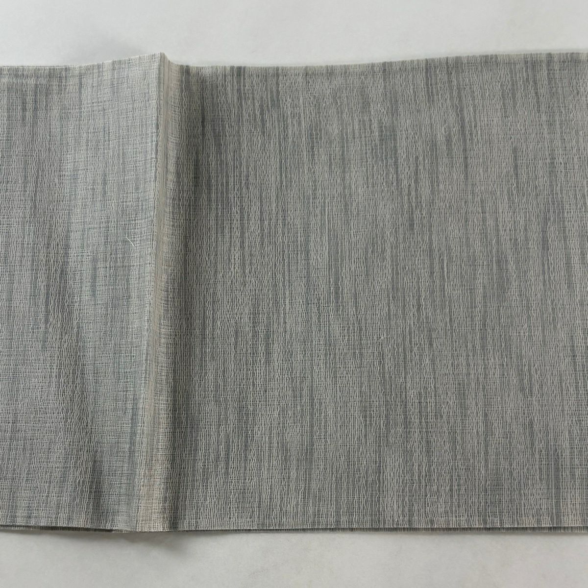 【美品】 袋帶 秀品級 夏帶 波 波頭 金銀絲 灰綠 お太鼓圖案 純蠶絲