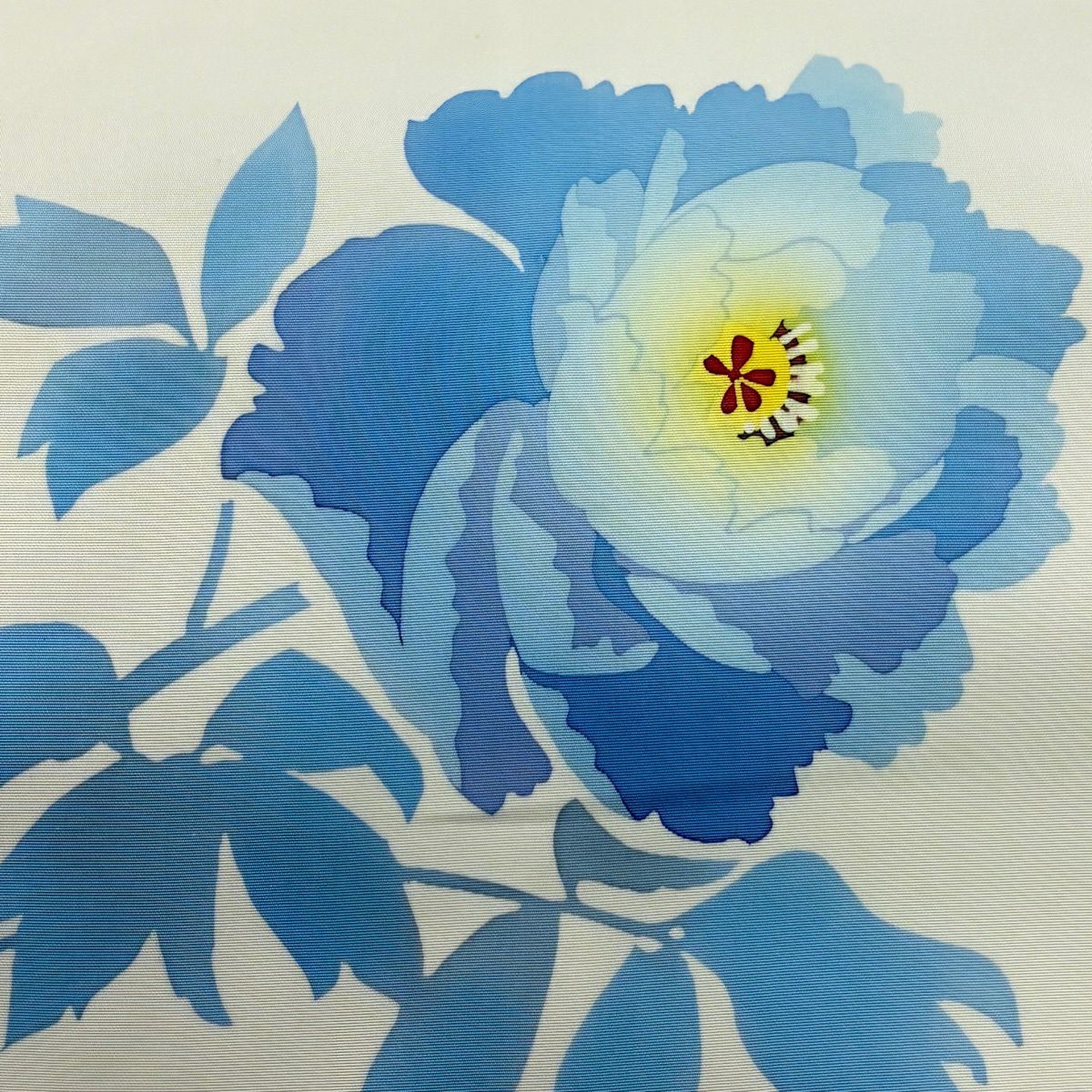 【美品】名古屋帶 秀品級 草花紋 淡奶油色 純蠶絲