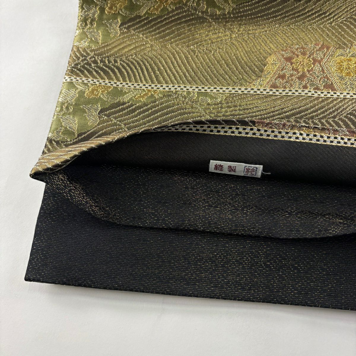 【美品】 袋帶 秀品級 華紋 花唐草紋 金銀彩 金茶 六通 純蠶絲