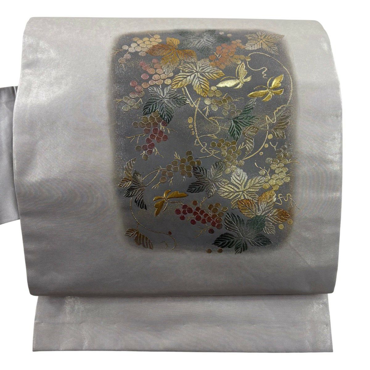 名古屋帶 秀品級 葡萄 蝶 金銀彩 金金箔 銀 純蠶絲