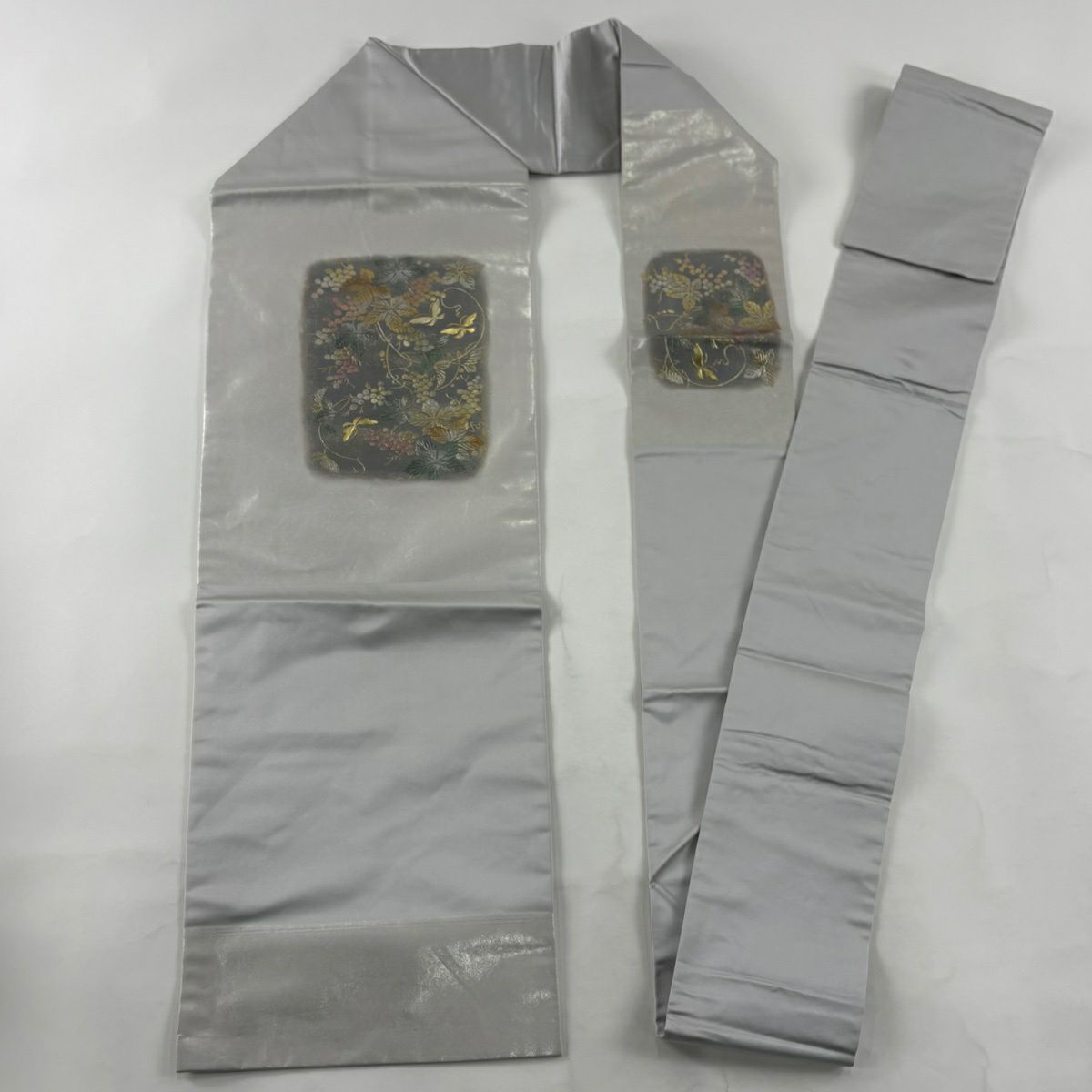 名古屋帶 秀品級 葡萄 蝶 金銀彩 金金箔 銀 純蠶絲