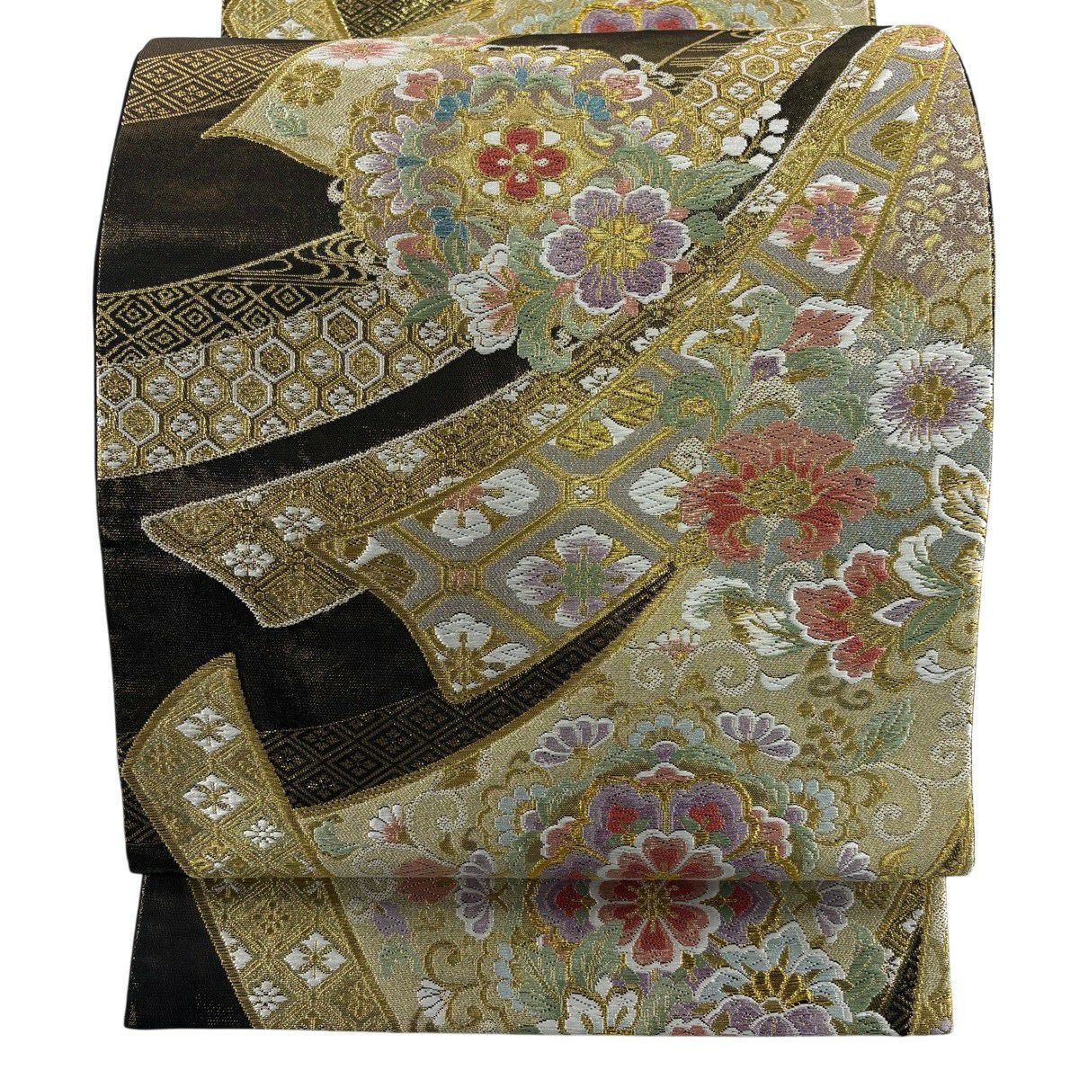 袋帶 秀品級 桂由美 落款あり 振袖禮服禮服向き 熨斗紋 華紋 唐織 金絲 金 六通 純蠶絲