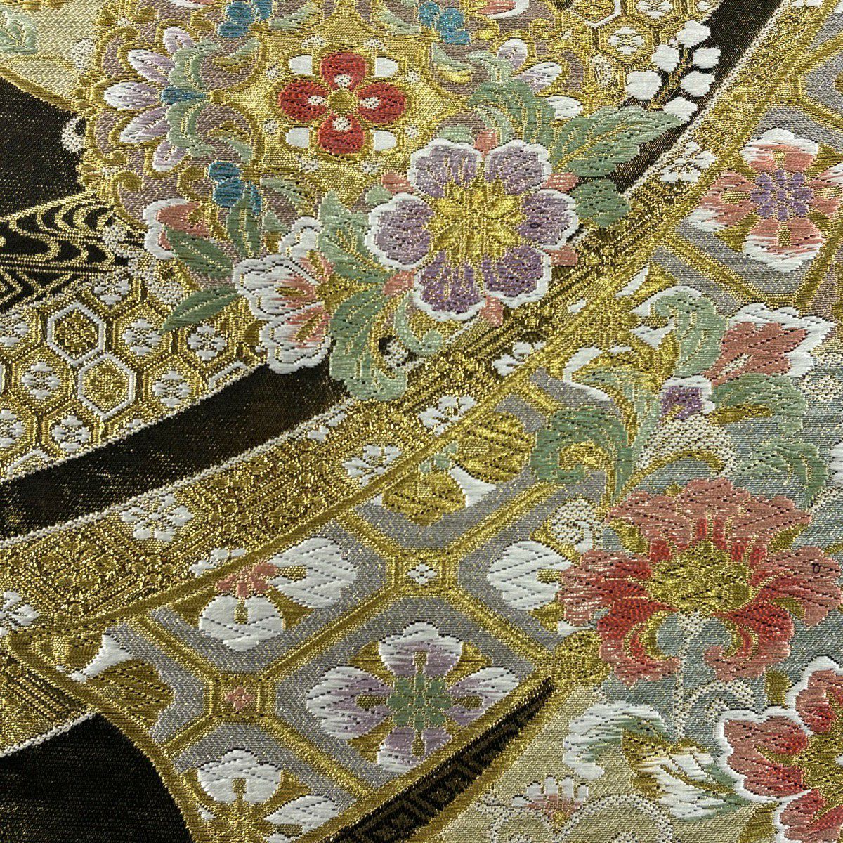 袋帶 秀品級 桂由美 落款あり 振袖禮服禮服向き 熨斗紋 華紋 唐織 金絲 金 六通 純蠶絲