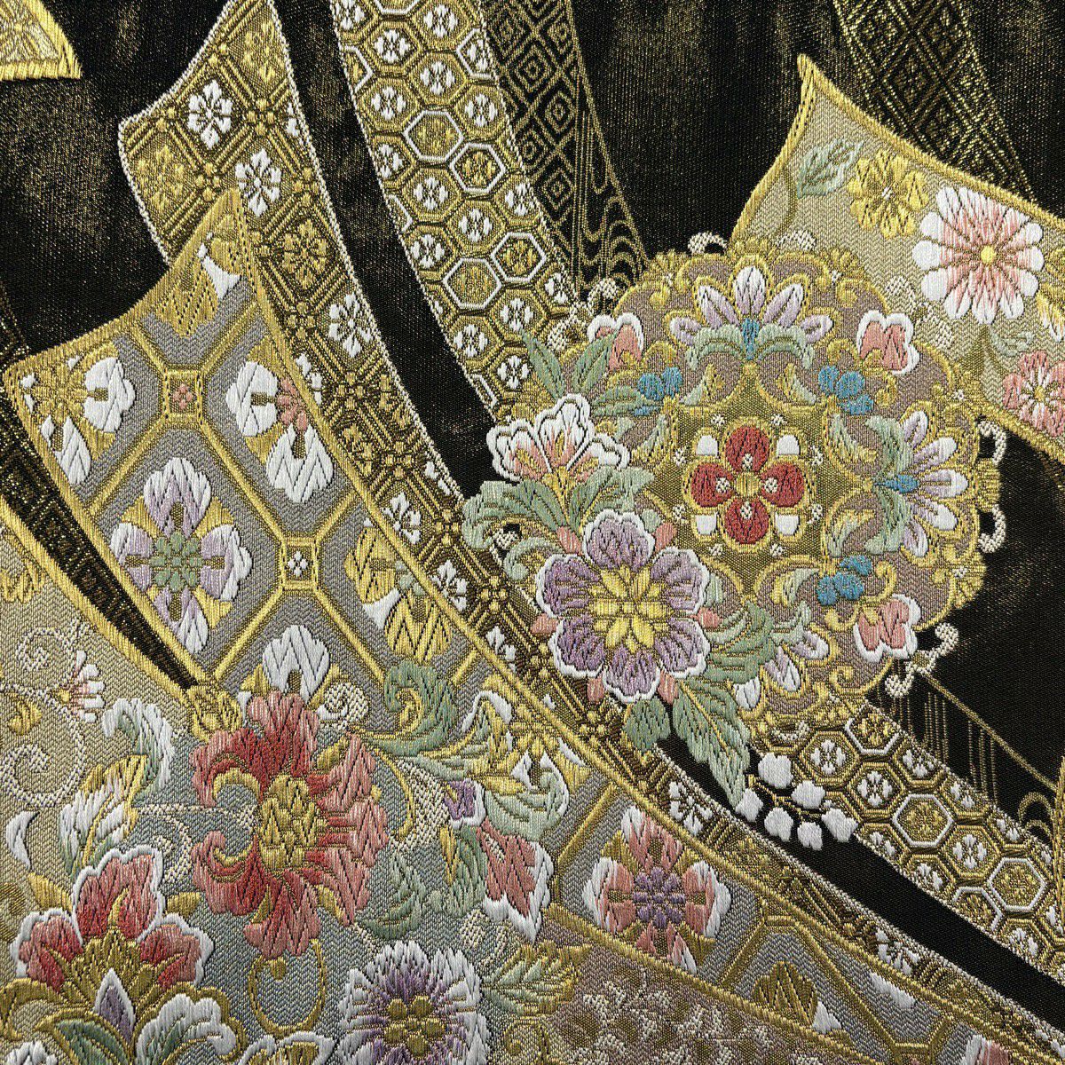 袋帶 秀品級 桂由美 落款あり 振袖禮服禮服向き 熨斗紋 華紋 唐織 金絲 金 六通 純蠶絲