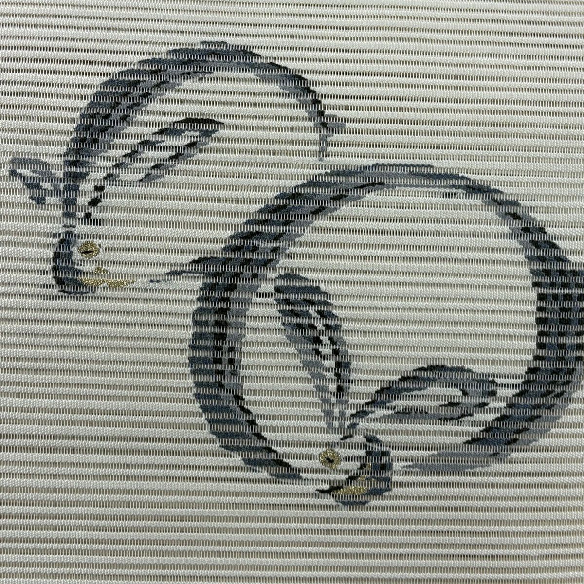 名古屋帶 秀品級 夏帶 絽 八寸名古屋帶 兔子 金絲 奶油色 純蠶絲