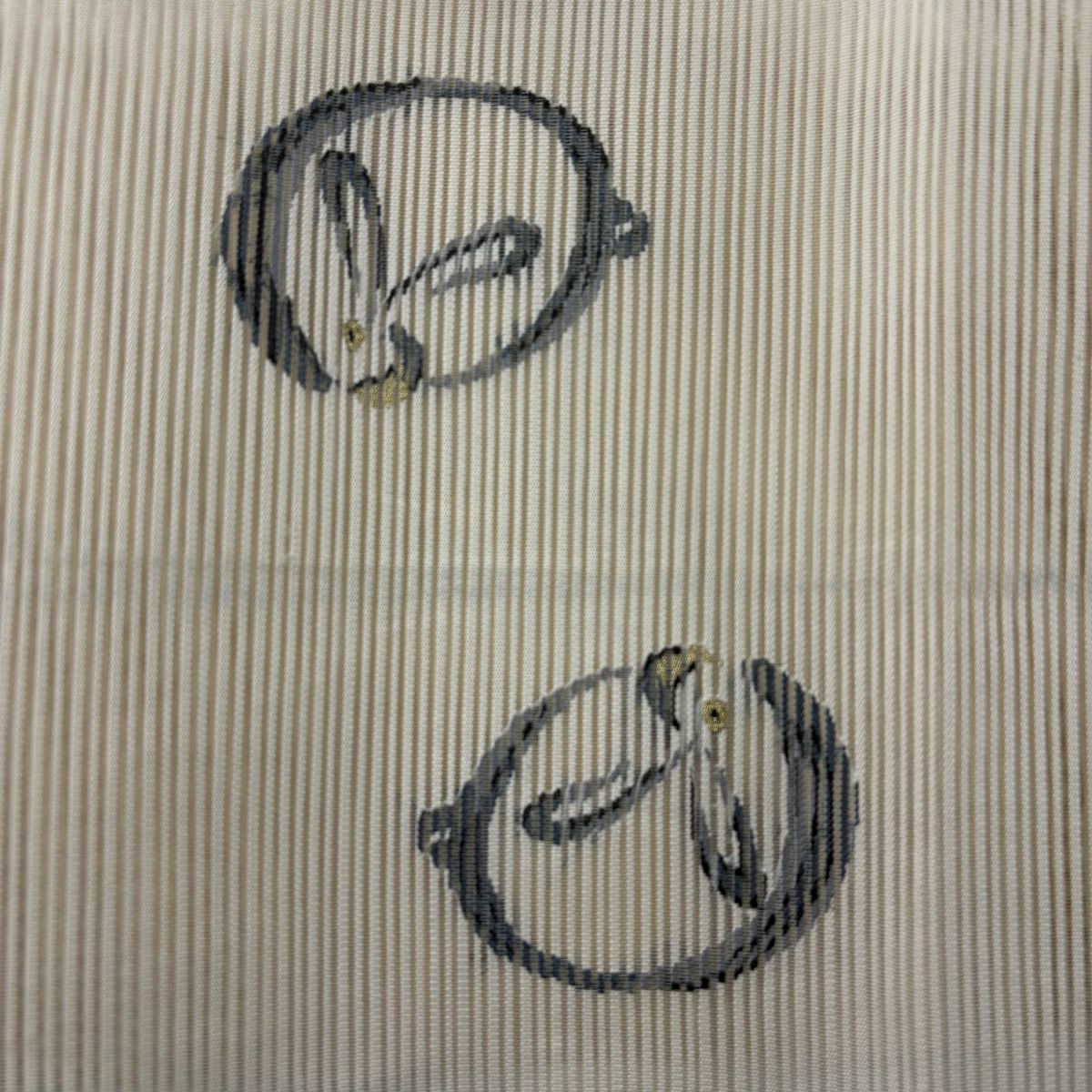 名古屋帶 秀品級 夏帶 絽 八寸名古屋帶 兔子 金絲 奶油色 純蠶絲