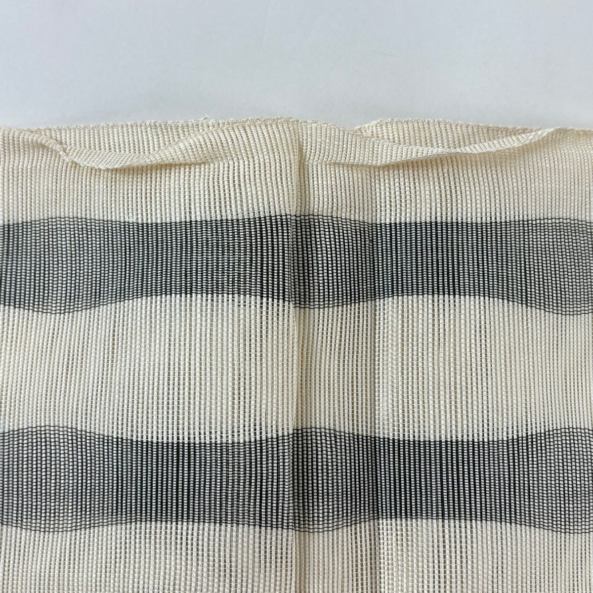 名古屋帶 秀品級 八寸名古屋帶 夏帶 斜條紋 米色 純蠶絲