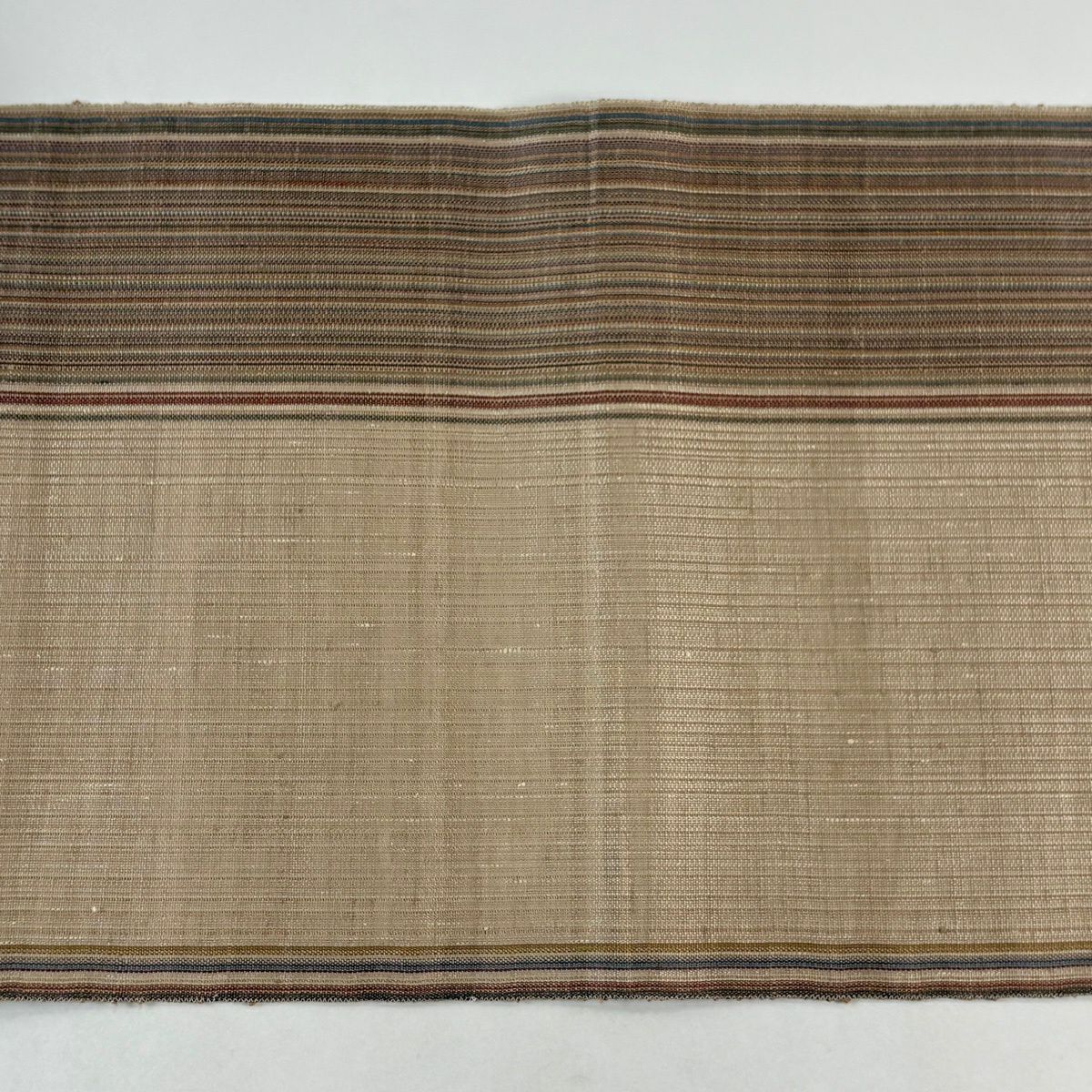 【美品】 袋帶 秀品級 よろけ縞 金糸 薄茶 お太鼓柄 純蠶絲