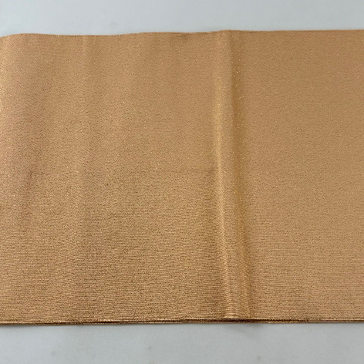 【美品】 袋帶 秀品級 扇子面 霞 金絲 金金箔 淺橙色 大鼓圖案 純蠶絲