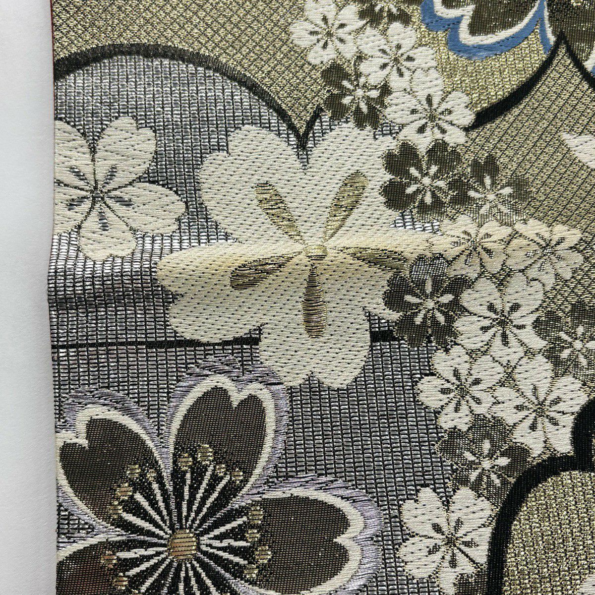 袋帶 優品級 振袖禮服禮服用 櫻花 櫻花花瓣 金銀線 金金箔 金色 六通 純蠶絲