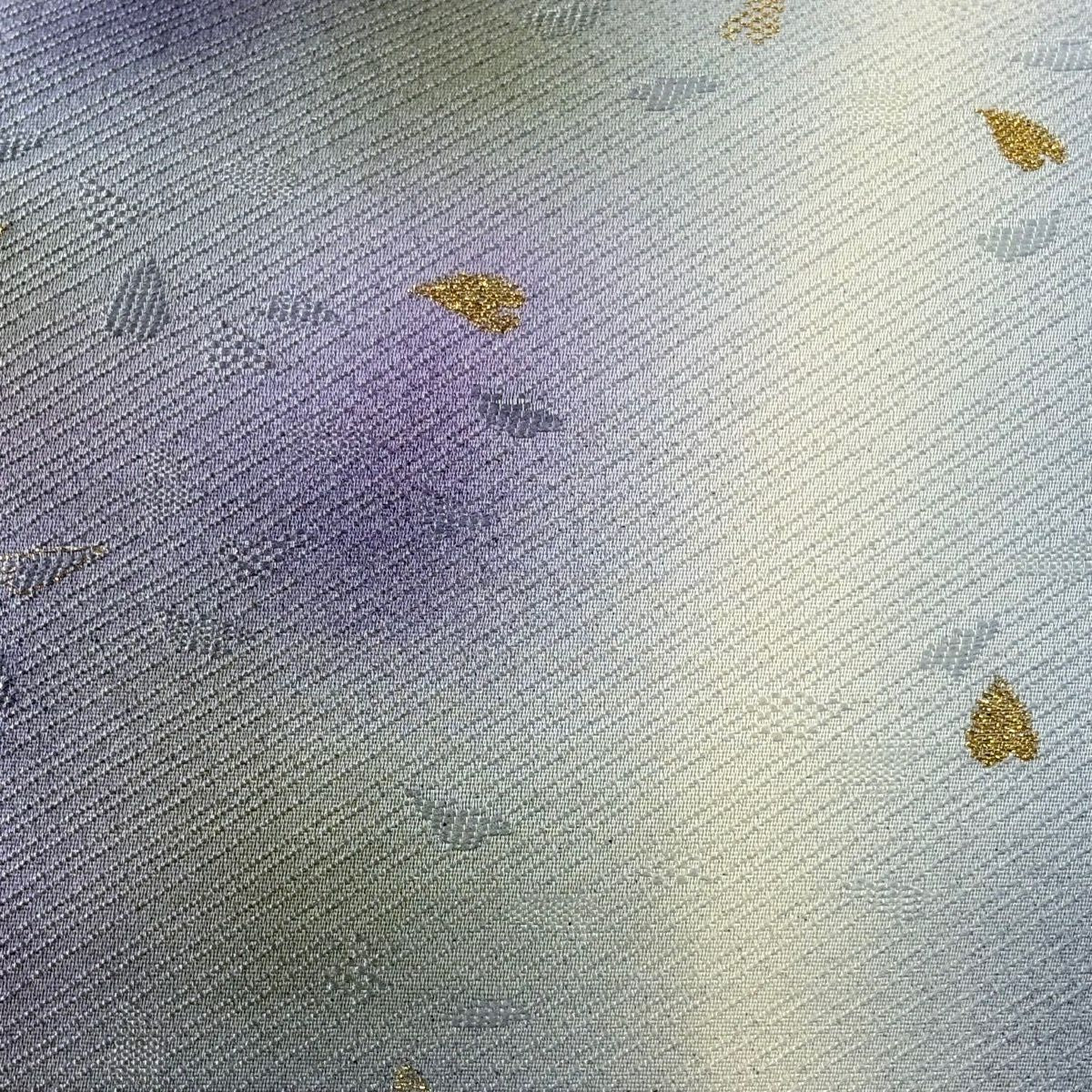 【美品】 袋帶 秀品級 有落款 櫻花 櫻花花瓣 金金箔 漸層 水藍色 全通 純蠶絲