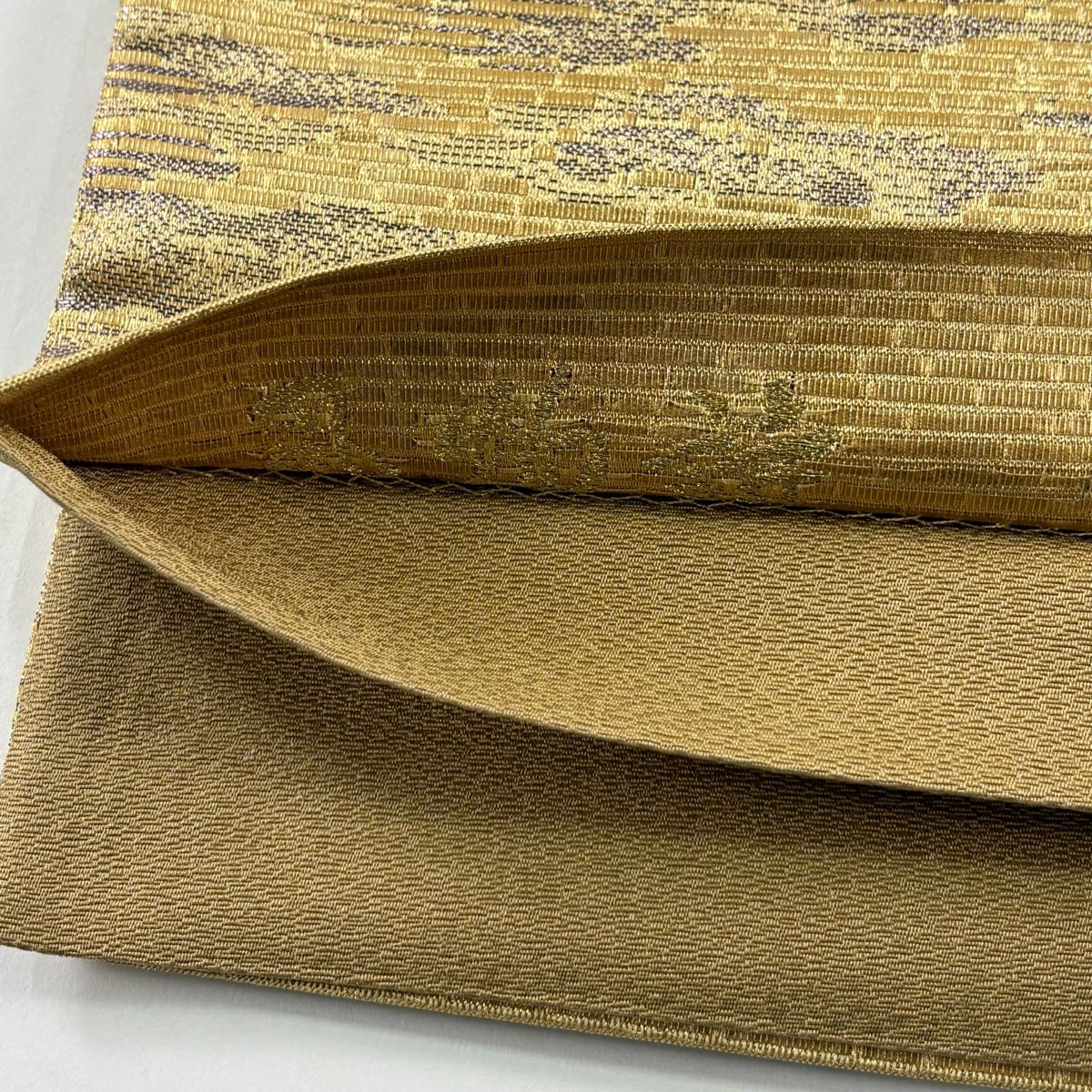 【美品】 袋帶 秀品級 風物詩 白色瓢湖 白鳥 金絲 金金箔 金 六通 純蠶絲