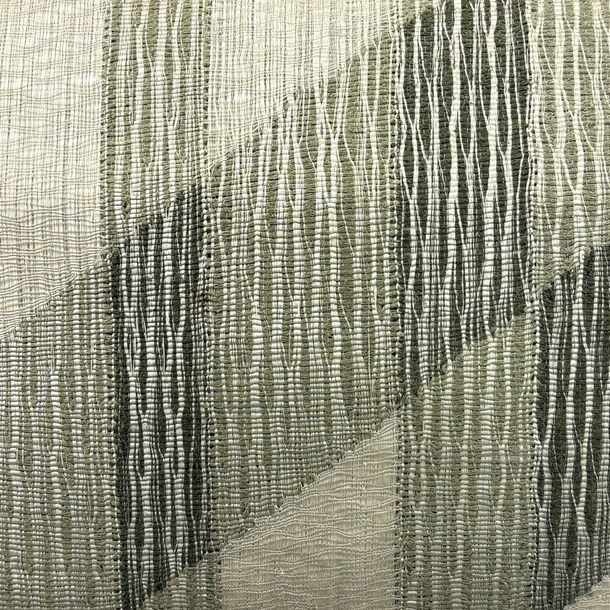 【美品】 袋帶 秀品級 夏帶 抹茶染 幾何學 抹茶 金銀彩 正蠶絲