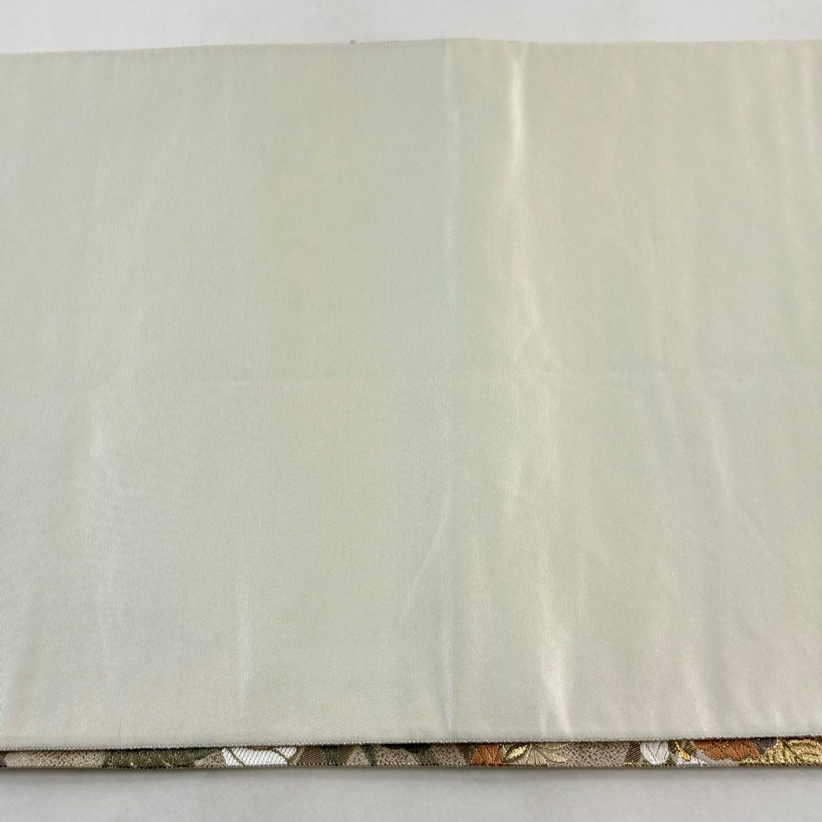 袋帶 秀品級 菊花 枝梅花 金金箔 金絲 粉米色 六通 純蠶絲