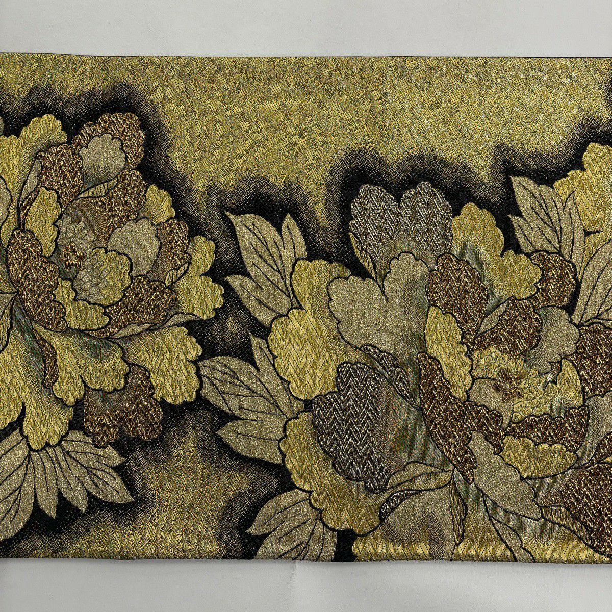 【美品】 袋帶 秀品級 振袖禮服禮服用 牡丹 金絲 金金箔 金 六通 純蠶絲