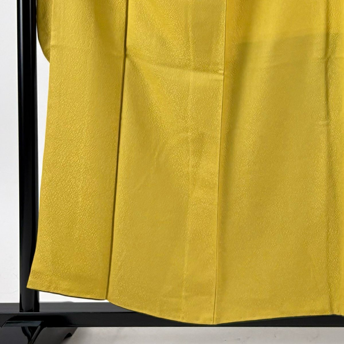 【美品】振袖禮服 身長158cm 袖長65.5cm M 雙層 地紋 芥末色 純蠶絲 名品級
