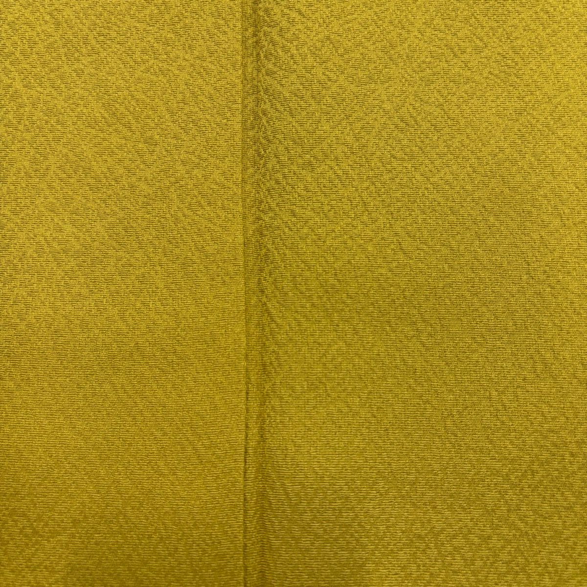 【美品】振袖禮服 身長158cm 袖長65.5cm M 雙層 地紋 芥末色 純蠶絲 名品級
