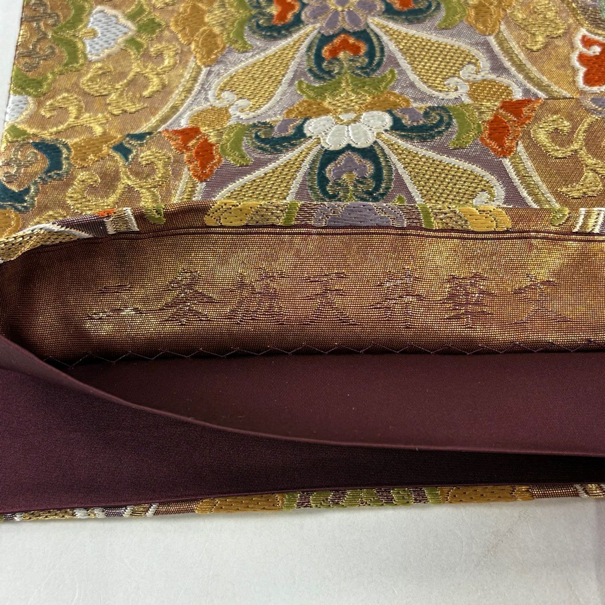 袋帶 名品級 二條城天花文 金絲 金金箔 銀 六通 純蠶絲