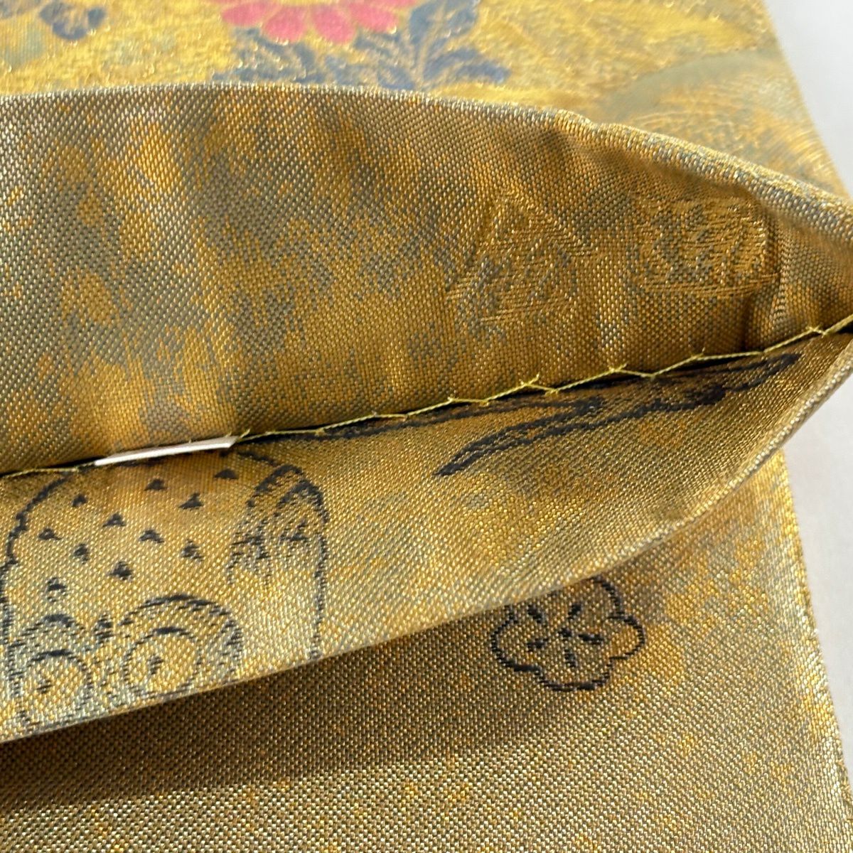【美品】 袋帶 名品級 純金金箔 平成乃至寶 關西仕立 風景 松樹竹子梅花 金絲 金 全通 純蠶絲