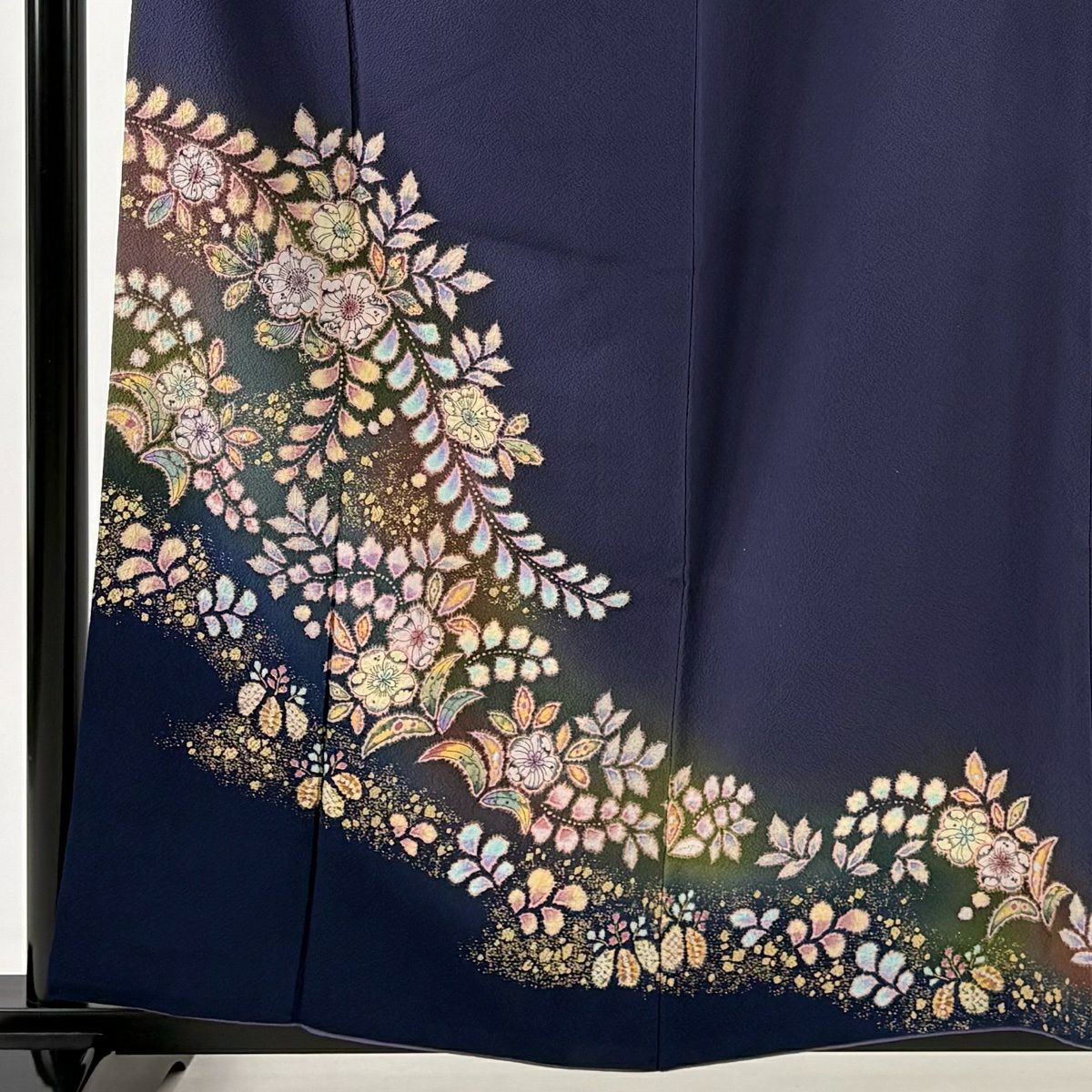 付下 身長159cm 袖長65.5cm M 雙層 翠山工房 大和 落款あり 辻花染 金銀彩 漸層 紫 純蠶絲 名品級