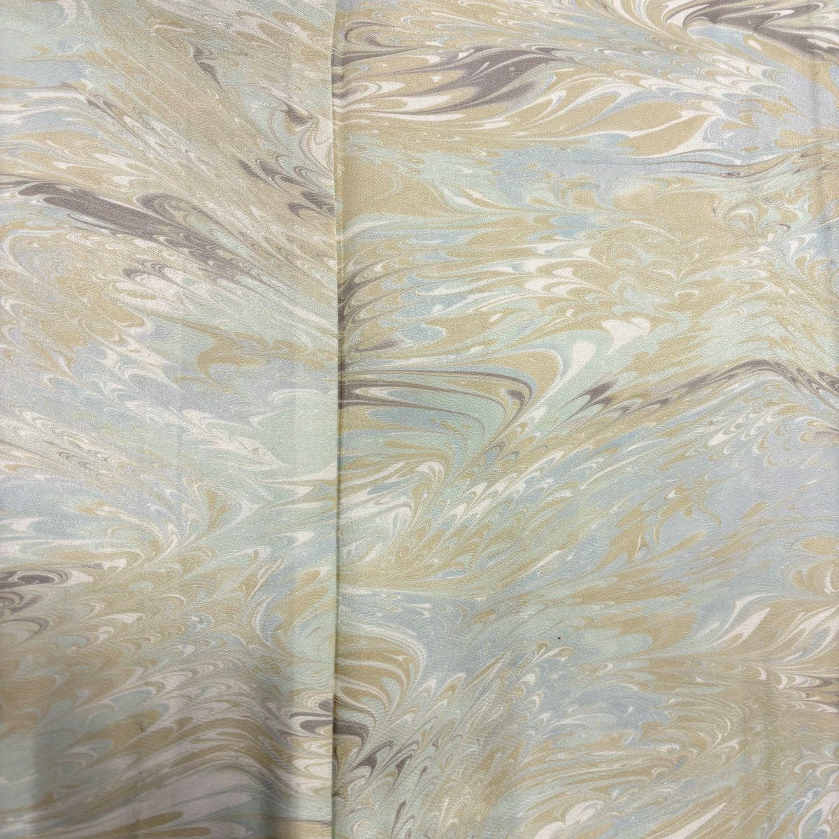 【美品】 小紋 身長154.5cm 袖長63.5cm S 單層 墨流し 抹茶 純蠶絲 名品級