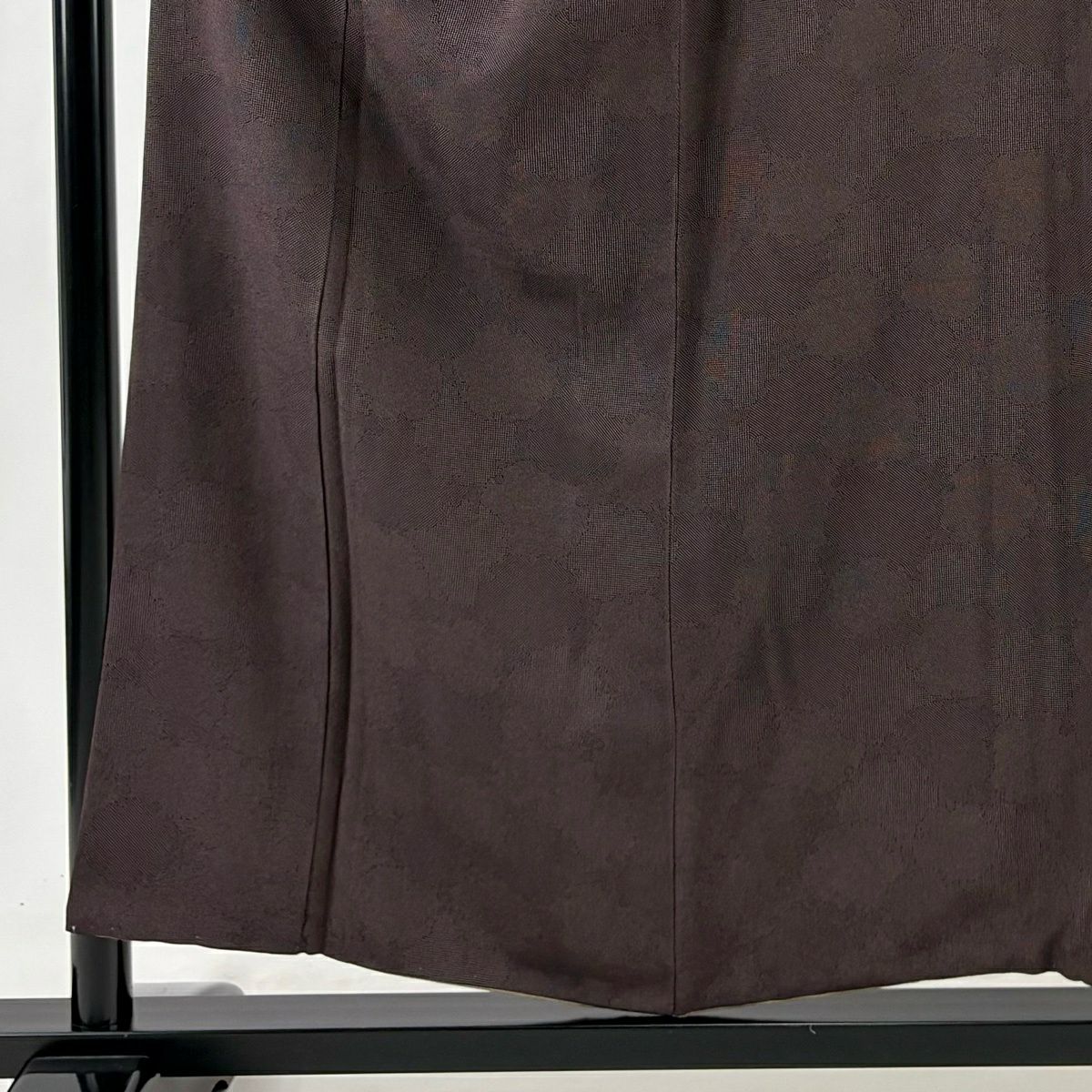 【美品】 江戶小紋 身長156cm 袖長65cm M 雙層 落款あり 雪輪圖案 茶紫 純蠶絲 名品級