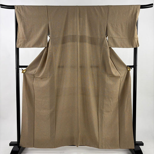 江戶小紋 身長161cm 袖長67.5cm L 雙層 茶 純蠶絲 秀品級