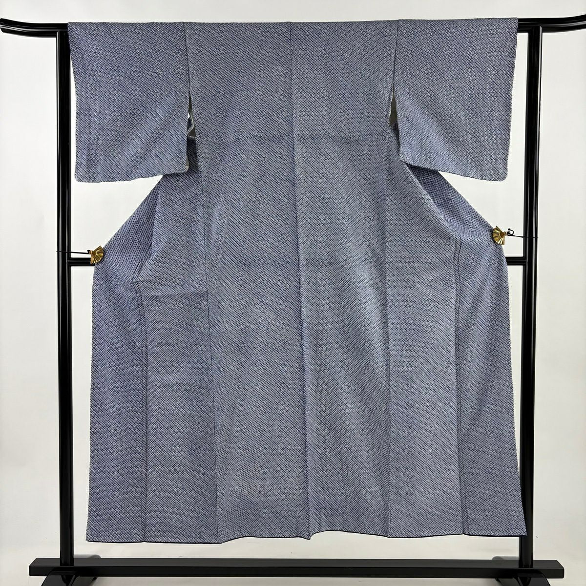 小紋 身長150cm 袖長61.5cm S 雙層 總絞染 藍 純蠶絲 秀品級