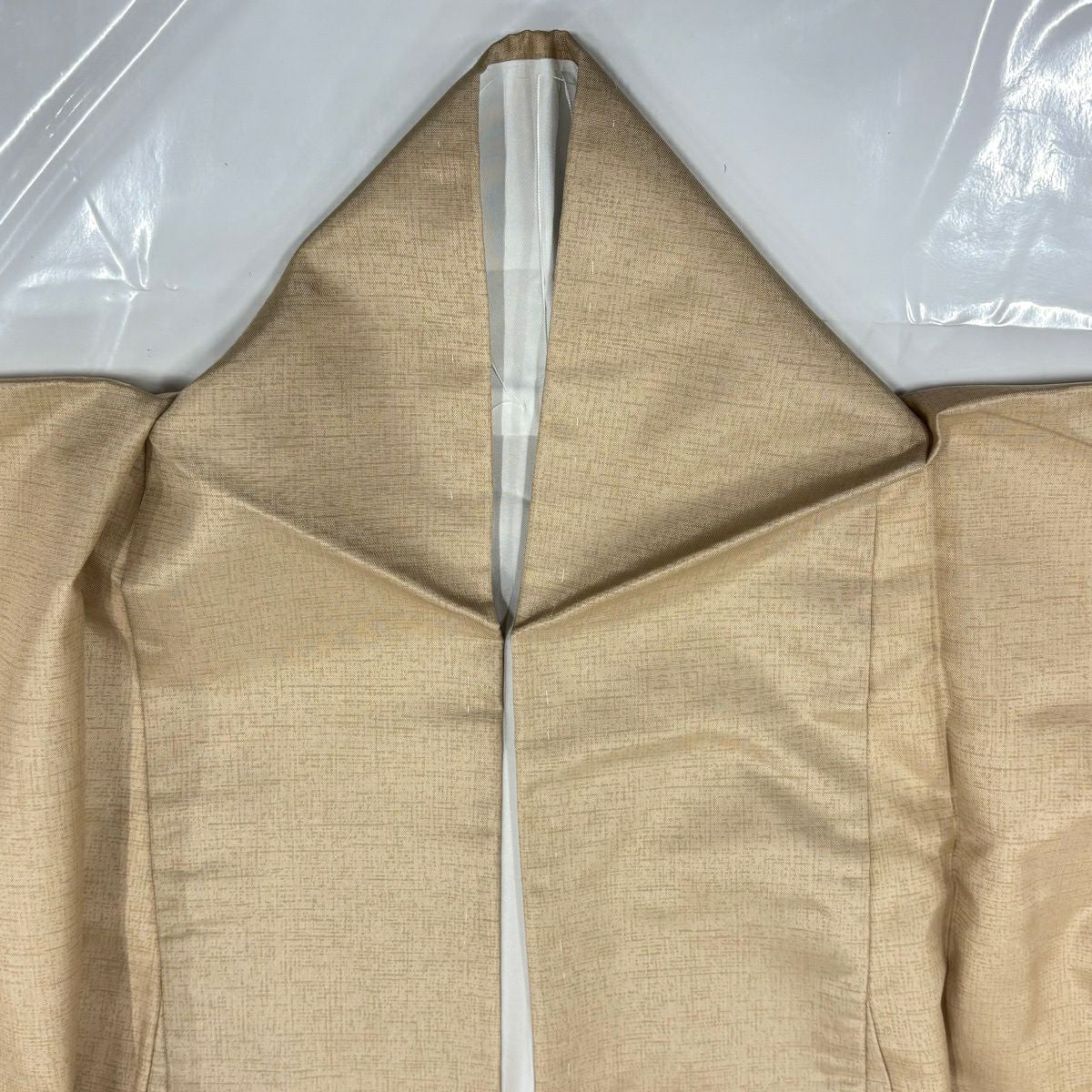 【美品】 付下 身長158cm 袖長63.5cm S 雙層 紬織織 霞 山並 逐漸變化 米色 純蠶絲 優品級