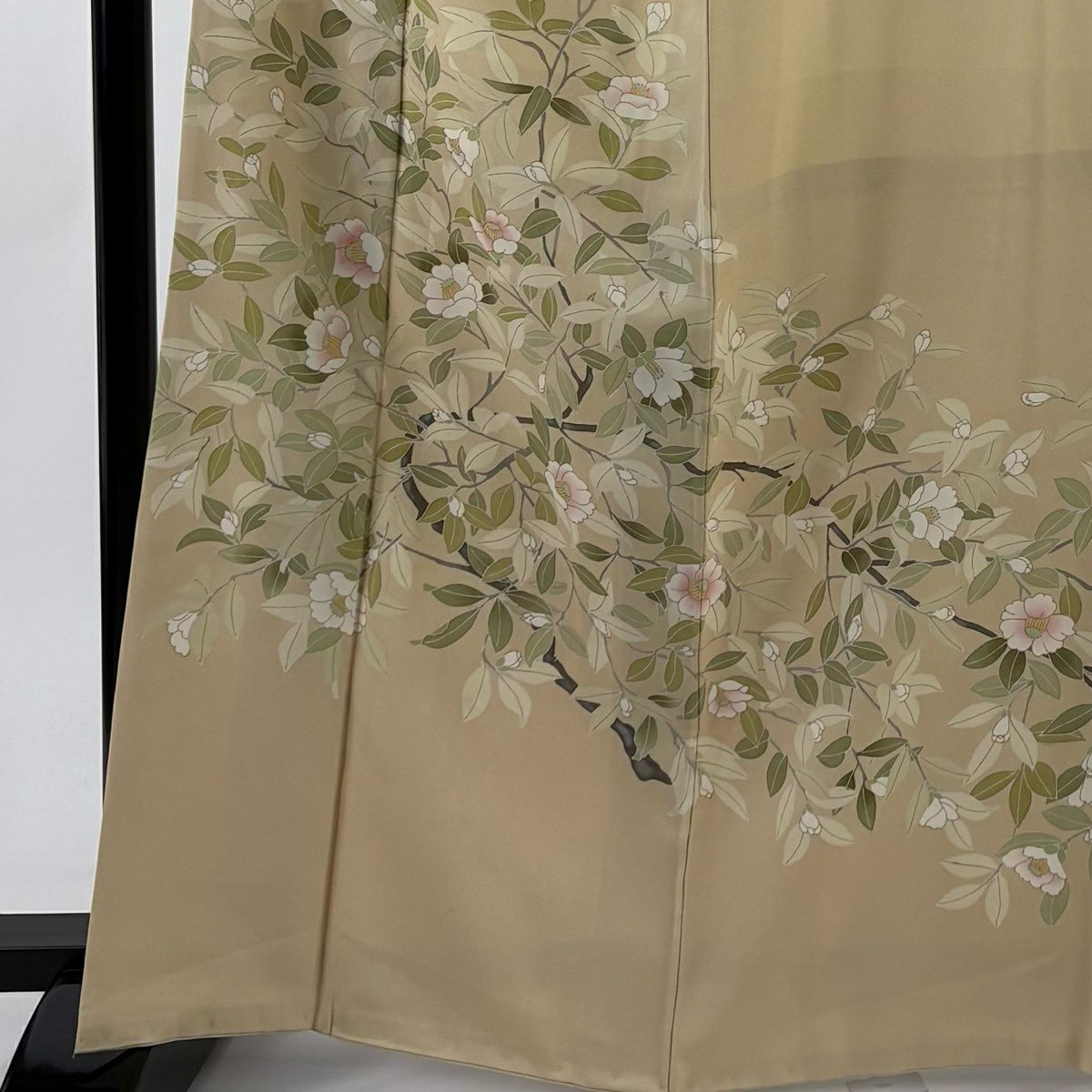 【美品】訪問服 身長164.5cm 袖長66cm M 雙層 椿 金銀彩 米色 純蠶絲 秀品級 一つ紋