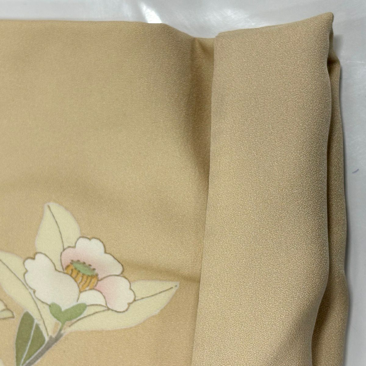 【美品】訪問服 身長164.5cm 袖長66cm M 雙層 椿 金銀彩 米色 純蠶絲 秀品級 一つ紋