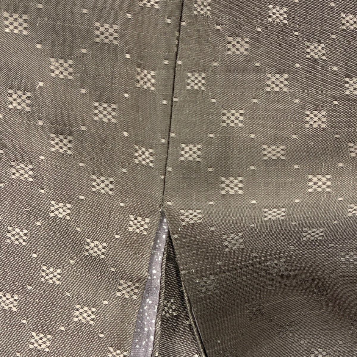 【美品】 付下 身長161cm 袖長63.5cm S 雙層 紬織織 鈕襟 段紋 灰茶 純蠶絲 優品級