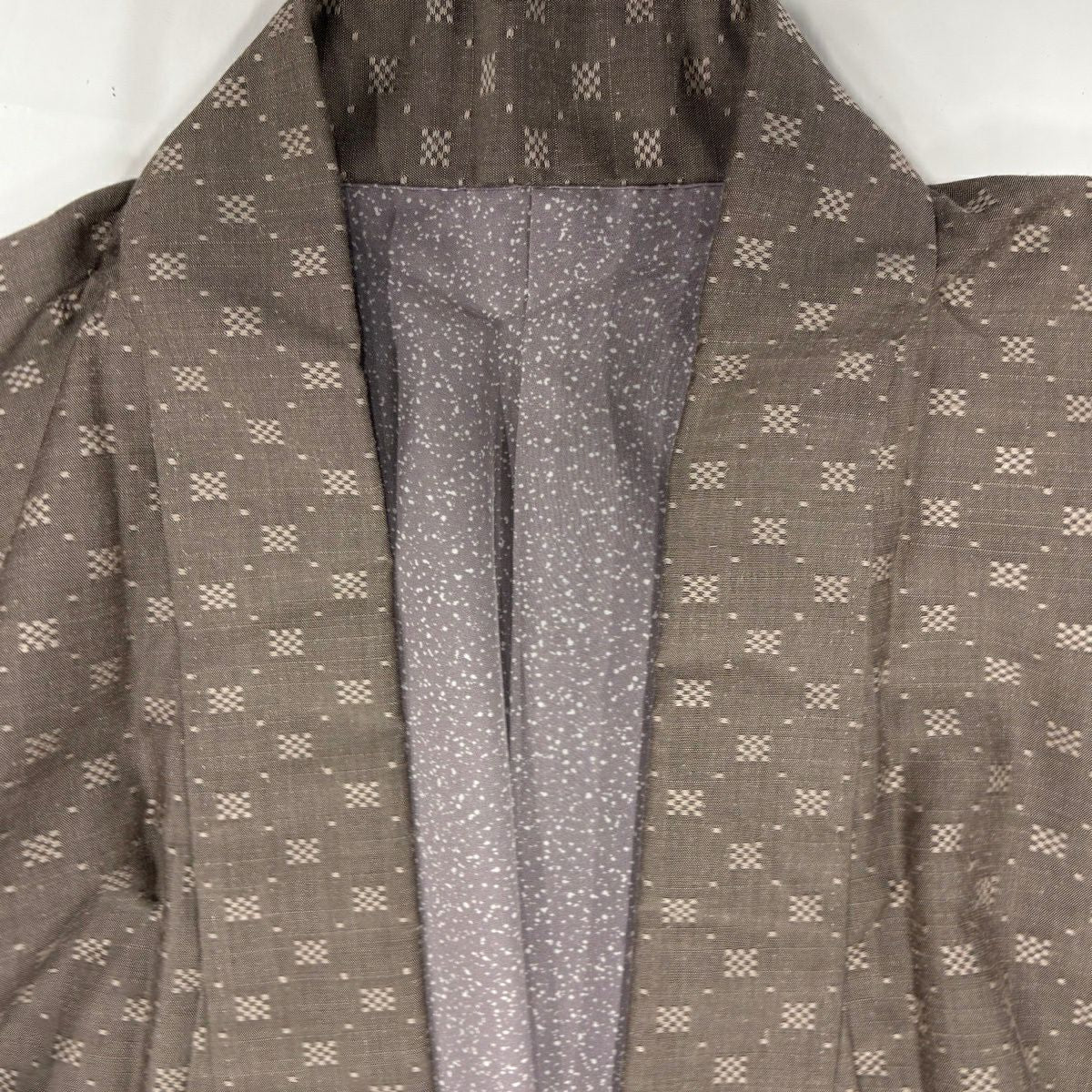 【美品】 付下 身長161cm 袖長63.5cm S 雙層 紬織織 鈕襟 段紋 灰茶 純蠶絲 優品級
