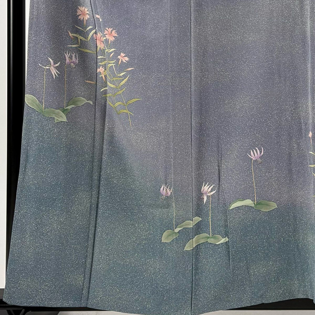 【美品】 付下 身長158.5cm 袖長66cm M 單層 落款あり 撫子 草花紋紋 漸層 薄紫 純蠶絲 秀品級