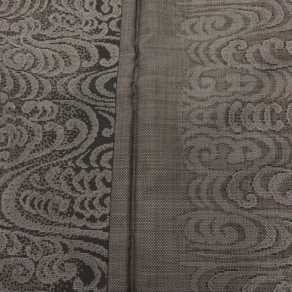 【美品】 紬織 身長164cm 袖長63.5cm S 雙層 波頭 観世水 焦茶 純蠶絲 秀品級