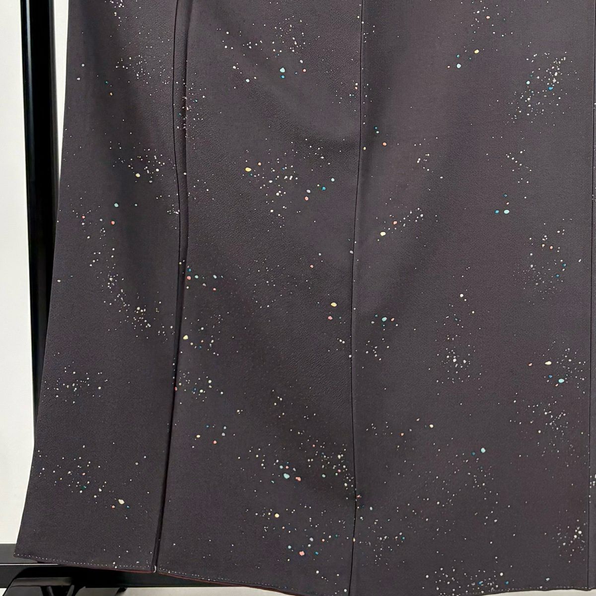 【美品】 小紋 身長160cm 袖長63cm S 雙層 幾何學圖案 茶紫 純蠶絲 秀品級
