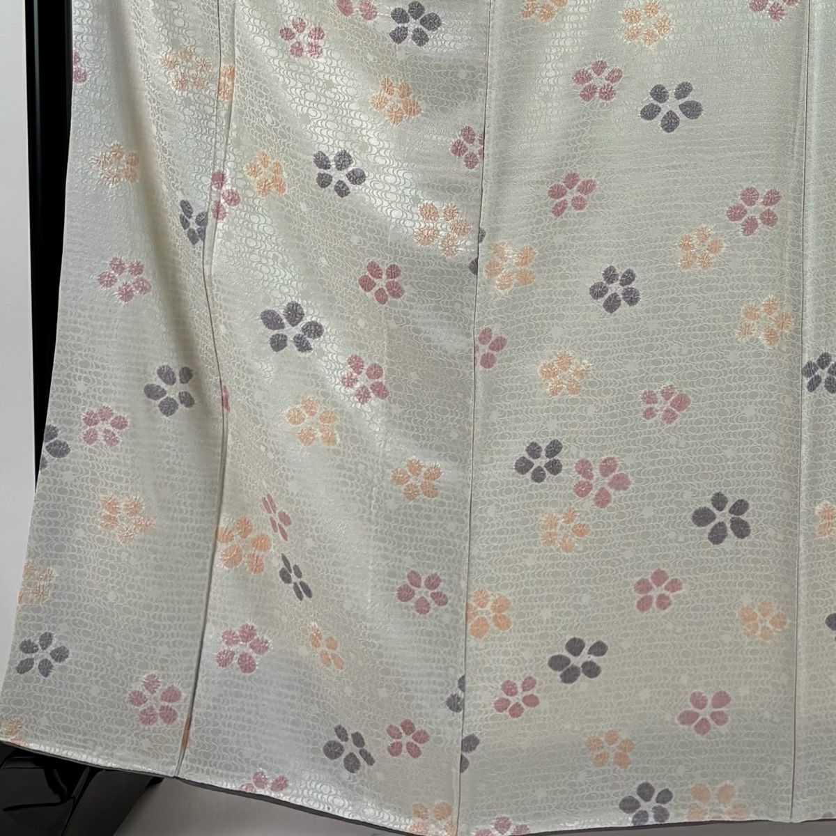 小紋 身長162cm 袖長63.5cm S 雙層 花 地紋 絞染 奶油色 純蠶絲 優品級