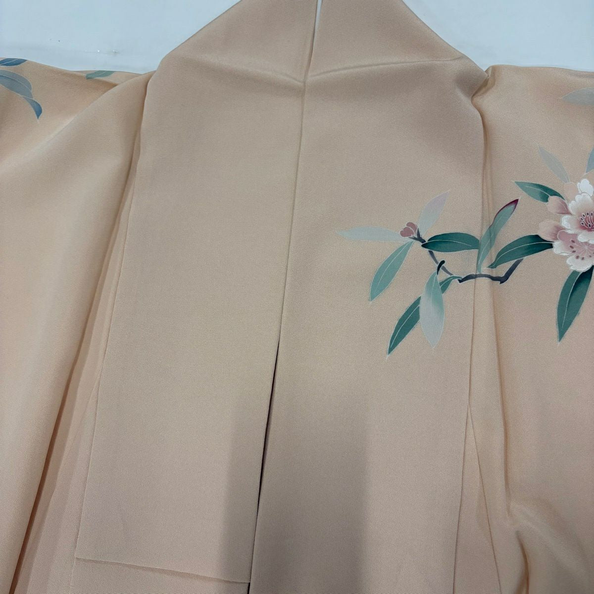 【美品】訪問服 身長164cm 袖長65.5cm M 雙層 草花紋紋 粉米色 純蠶絲 優品級
