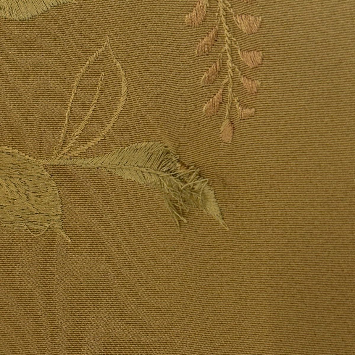 訪問服 身長159cm 袖長64cm M 雙層 枝花刺繡 金糸 淺茶 純蠶絲 秀品級 一個紋