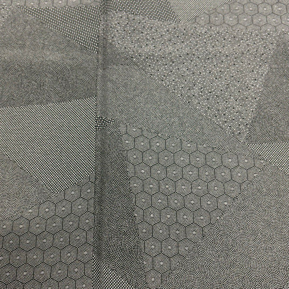 【美品】 江戶小紋 身長164cm 袖長65cm M 雙層 龜甲 鮫 灰茶 純蠶絲 優品級