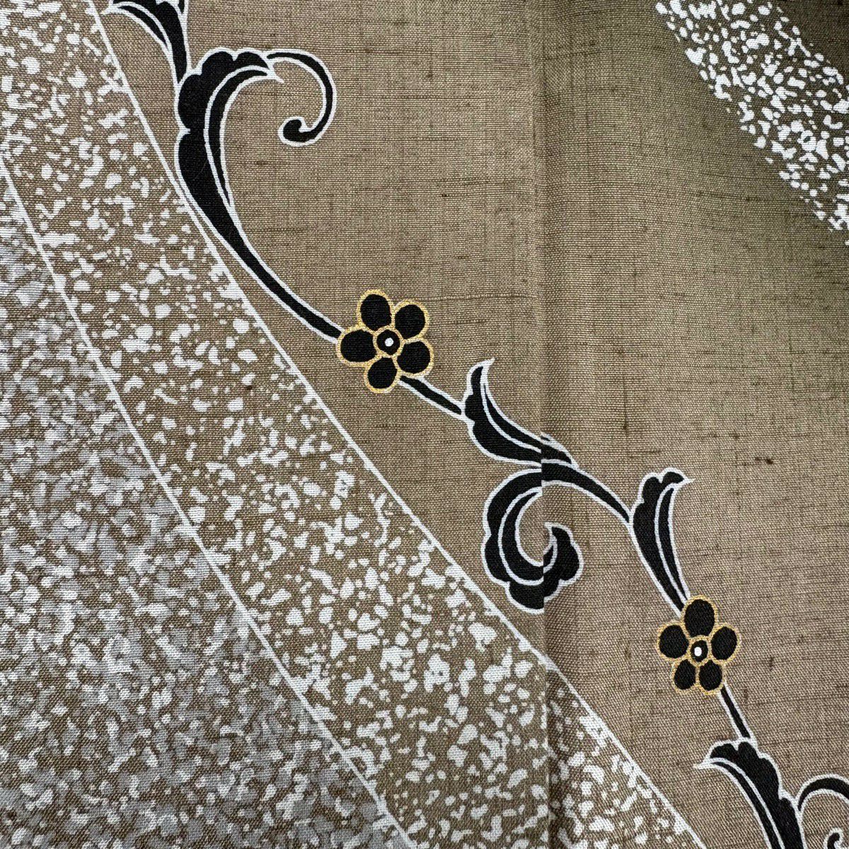 【美品】 付下 身長157cm 袖長63.5cm S 雙層 紬織織 大和 花唐草紋 金銀彩 漸層 茶綠 純蠶絲 優品級