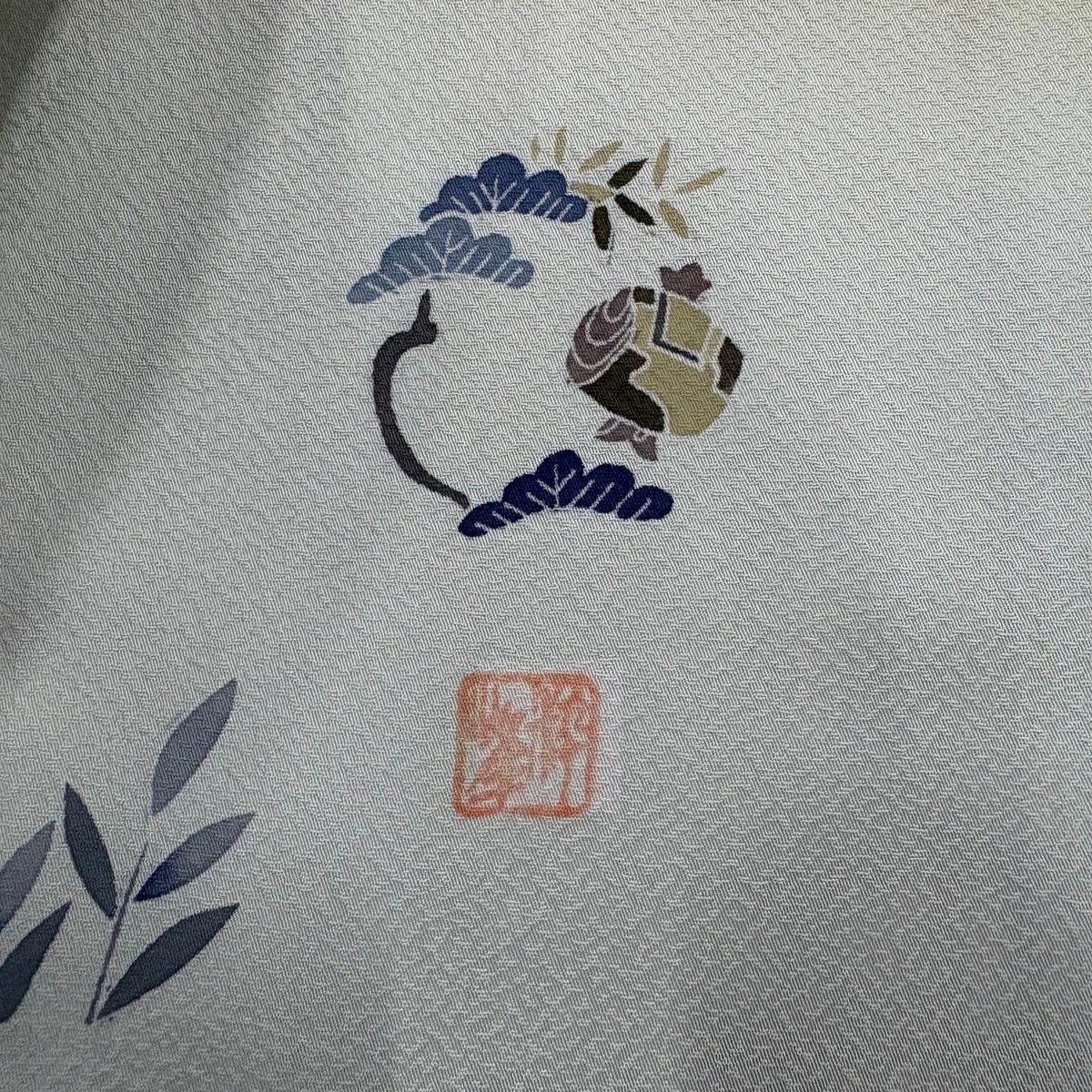 訪問服 身長162cm 袖長67cm M 雙層 落款あり 家屋 松樹竹子梅花 漸層 米色 純蠶絲 優品級